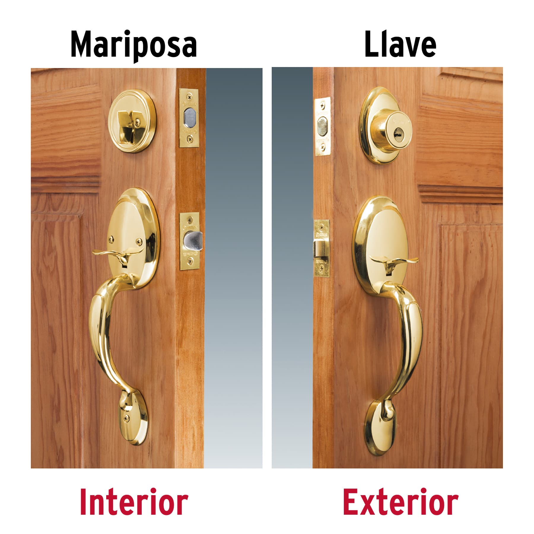 DOBLE JALADERA, PERILLA Y CERROJO LLAVE-MARIPOSA, BRILLANTE HERMEX 43026