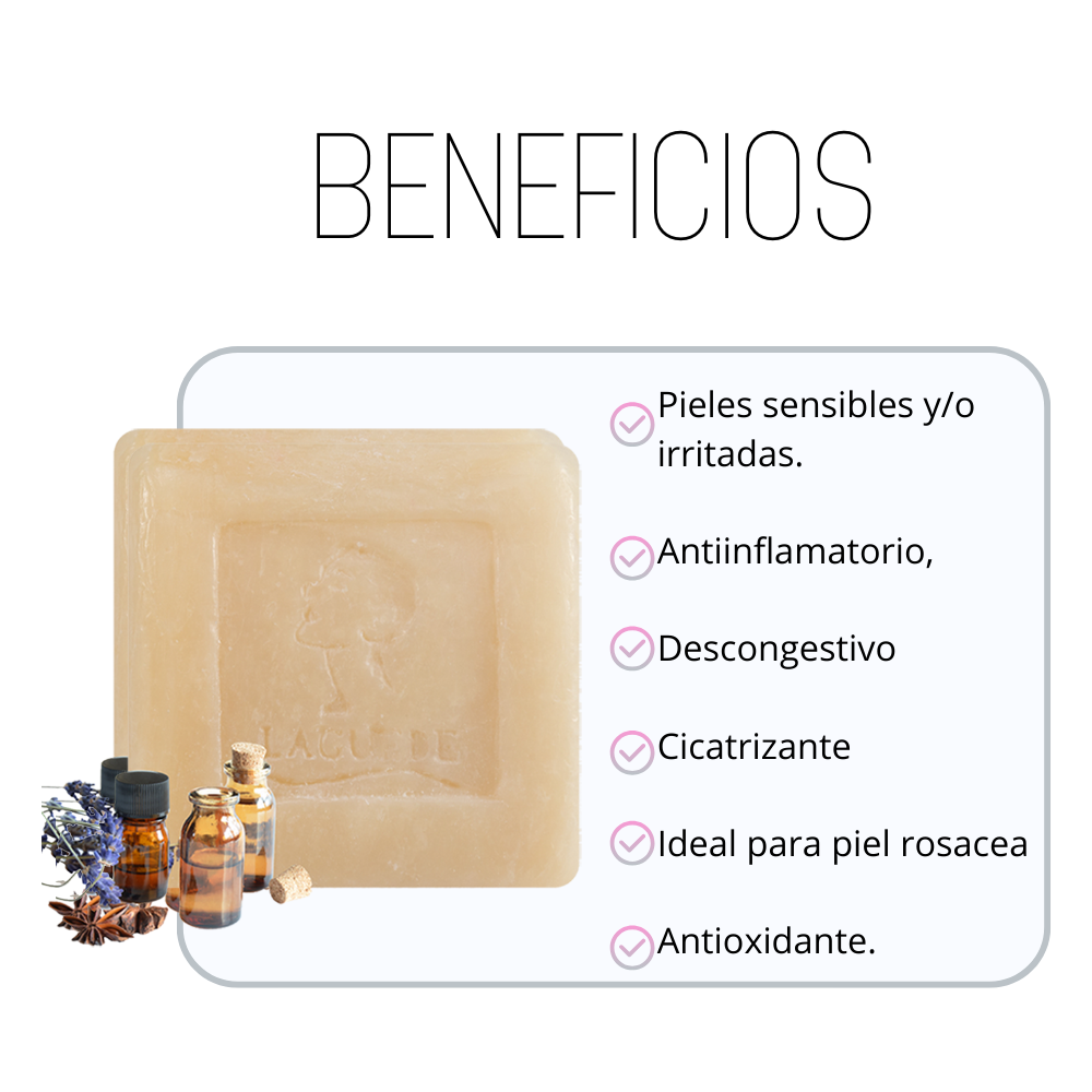 Jabón Natural Laguede de Complejo 6 para Pieles Sensibles Rosácea 90g 4 piezas