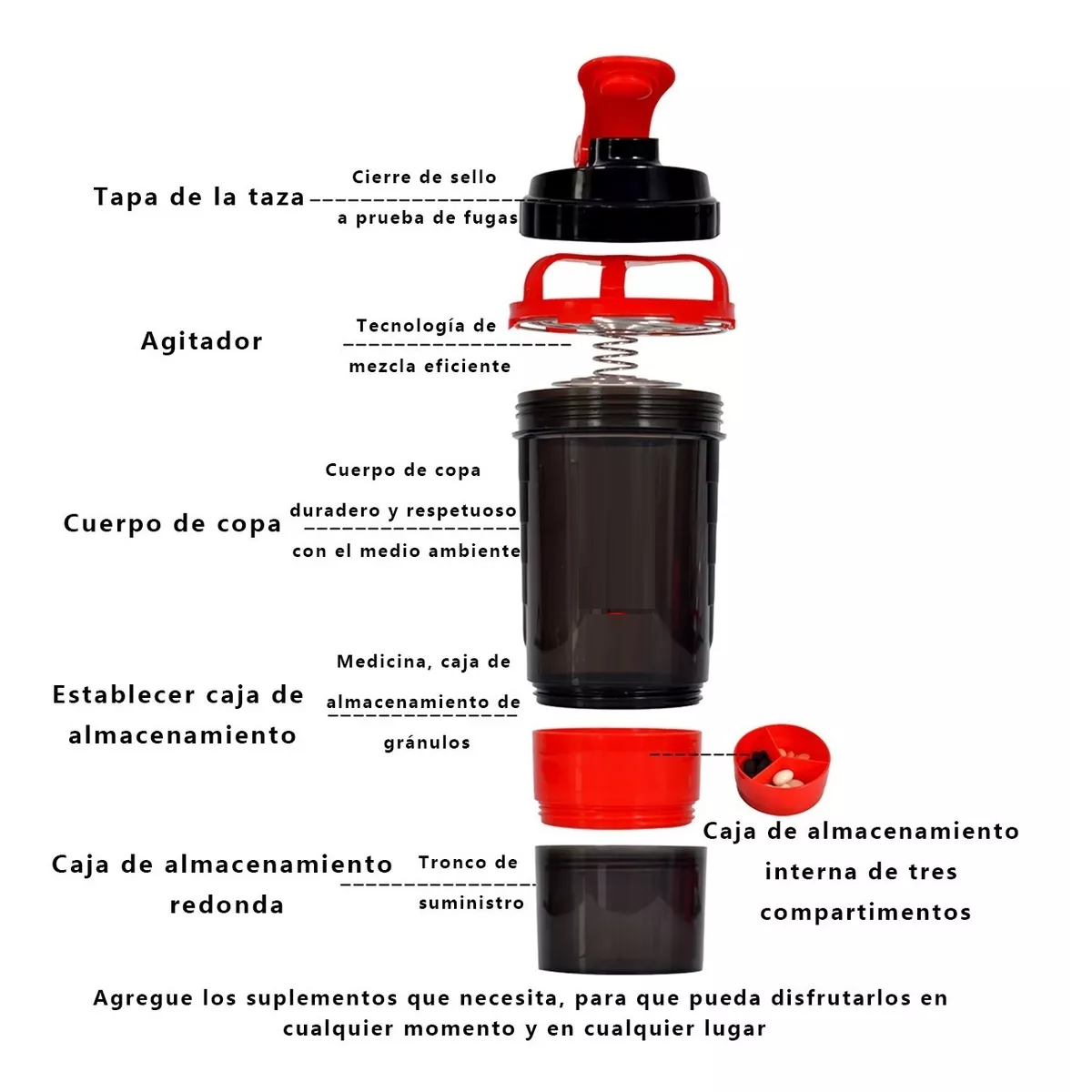 Vaso Mezclador  De Gimnasio Rojo