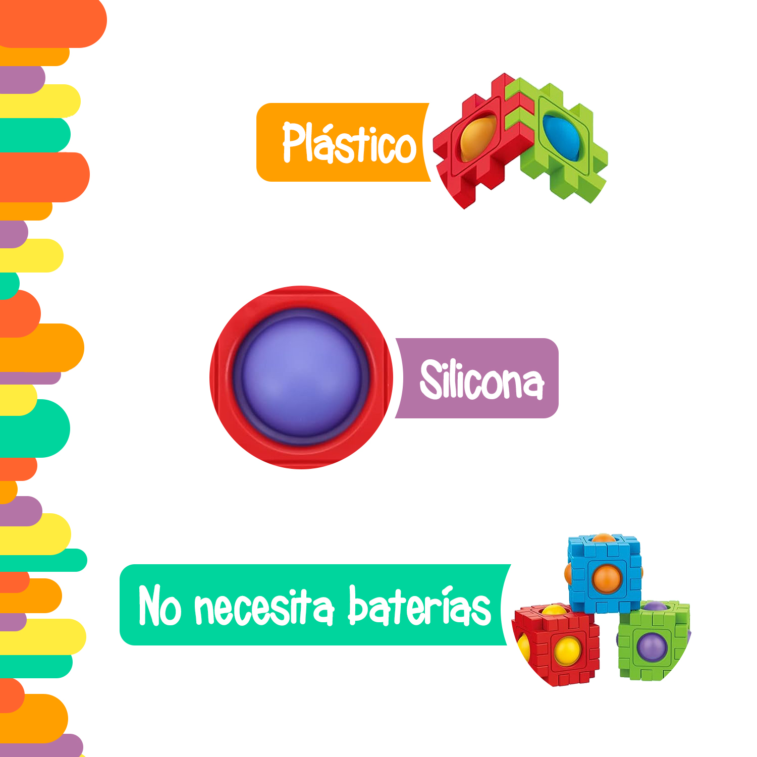 YUFF! Bloques de construcción para ensamblar y conectar, Juguete Pop-it antiestrés Colorido y Seguro (72 PCS)