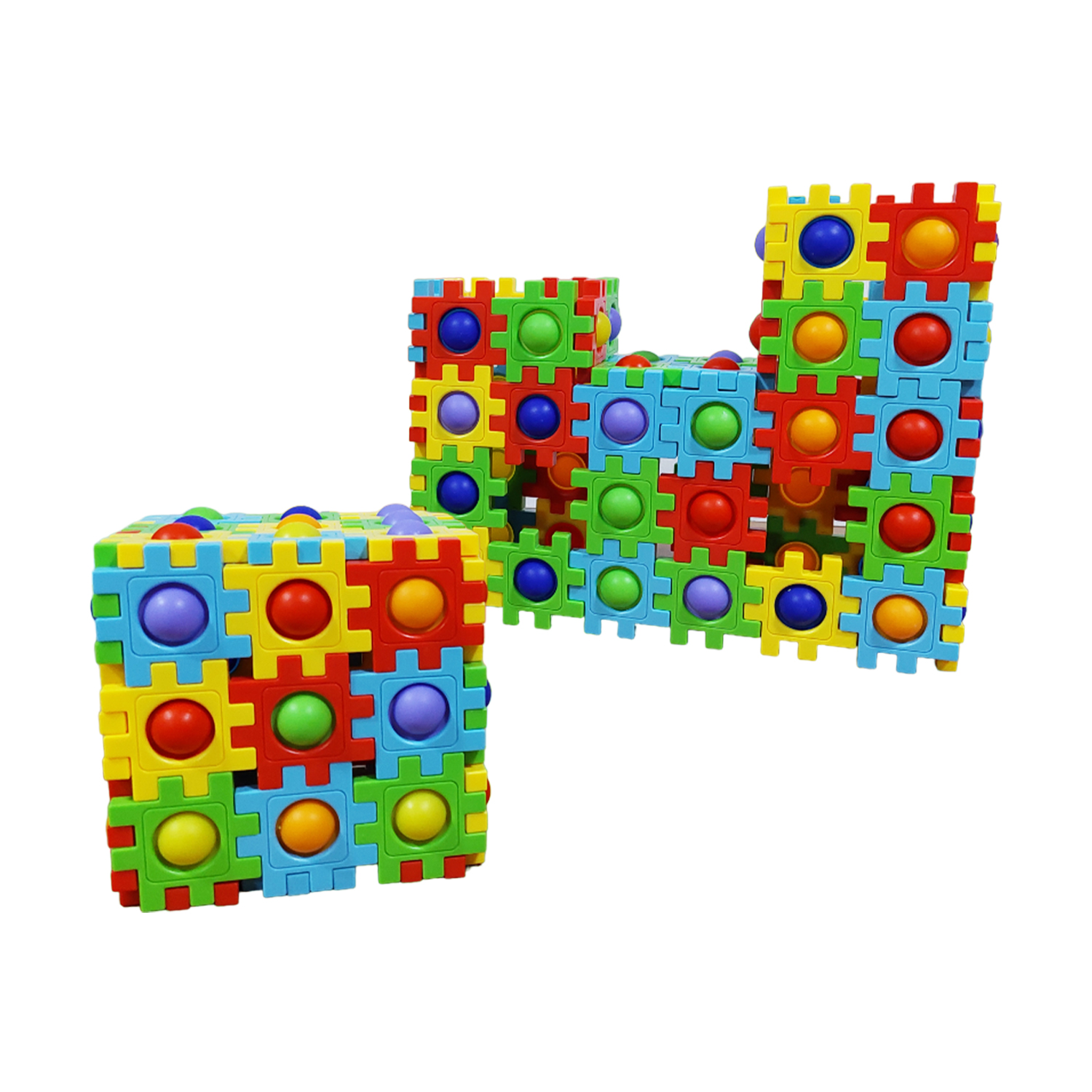 YUFF! Bloques de construcción para ensamblar y conectar, Juguete Pop-it antiestrés Colorido y Seguro (72 PCS)