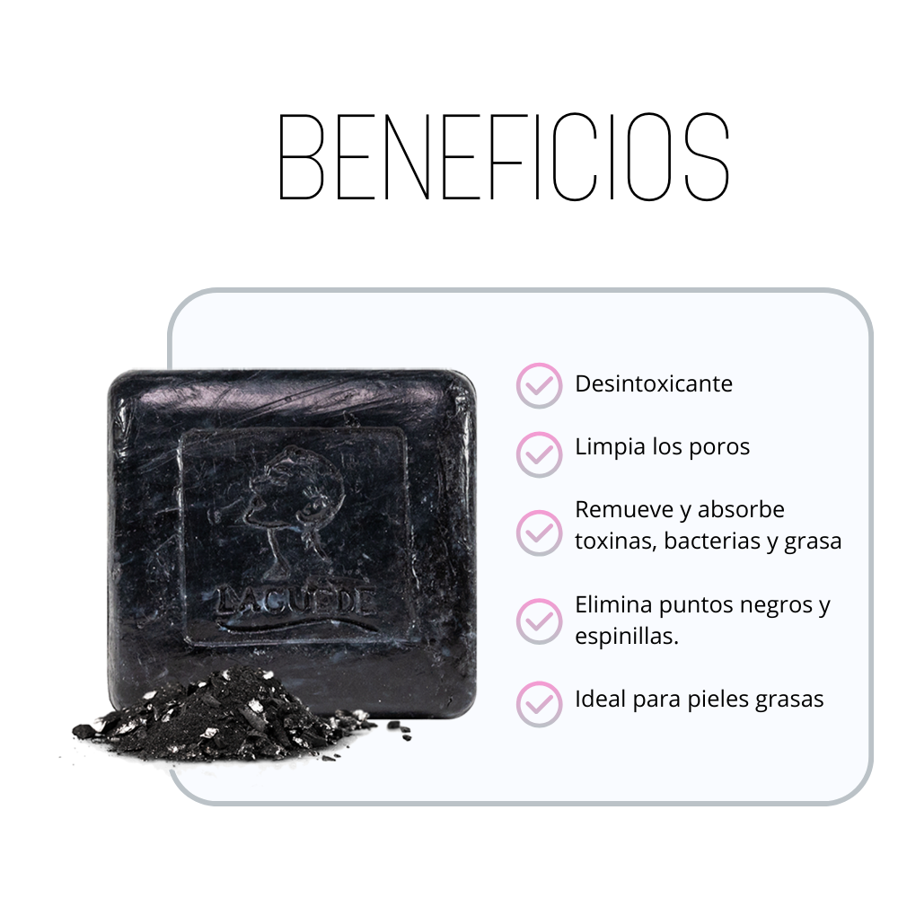 Jabón Natural Anti-Puntos Negros de Carbón Activado 90g 4 Piezas