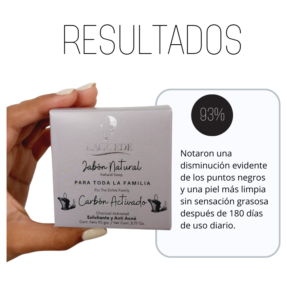 Jabón Natural Anti-Puntos Negros de Carbón Activado 90g 4 Piezas