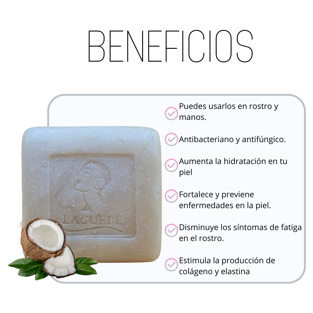 Jabón Natural Relajante de Coco 90g 4 piezas