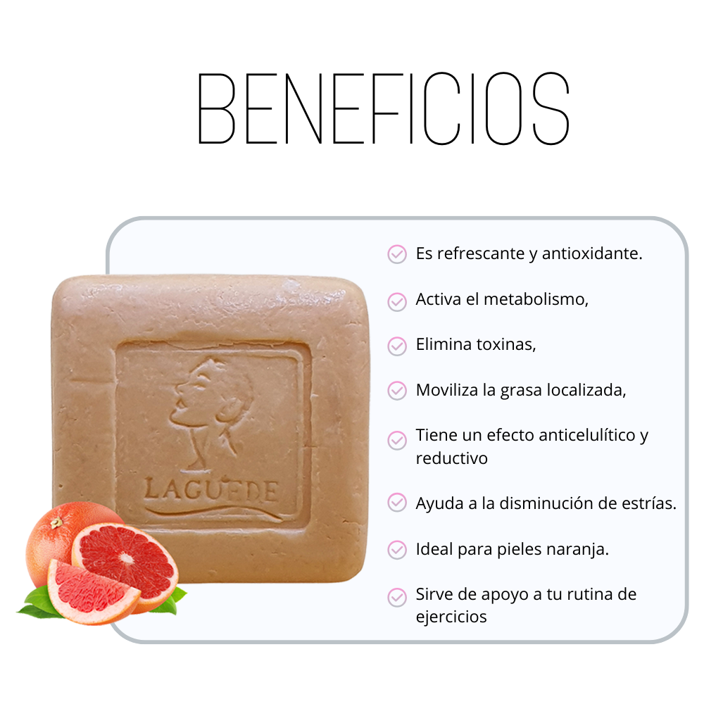 Jabón Natural Anti-Celulitis de Toronja 90g Laguede 4 Piezas