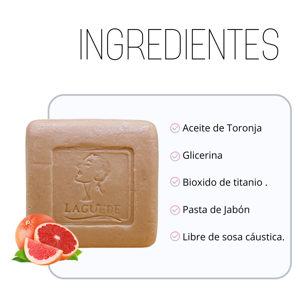 Jabón Natural Anti-Celulitis de Toronja 90g Laguede 4 Piezas