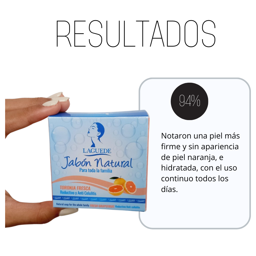 Jabón Natural Anti-Celulitis de Toronja 90g Laguede 4 Piezas