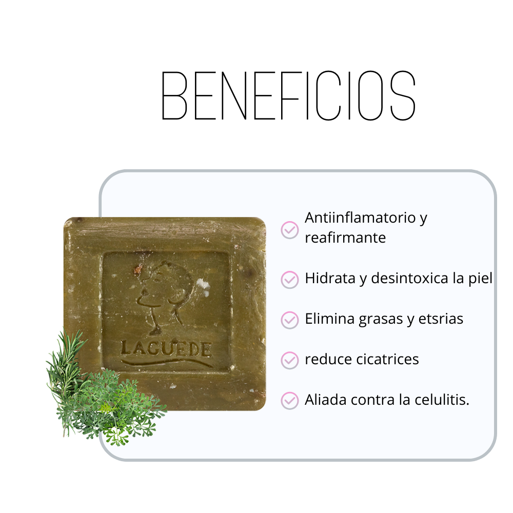 Jabon Natural Laguede  Reductivo de Romero y Ruda 90g 4 Piezas