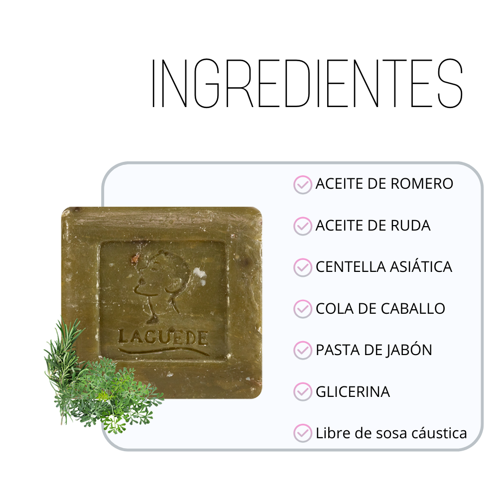 Jabon Natural Laguede  Reductivo de Romero y Ruda 90g 4 Piezas