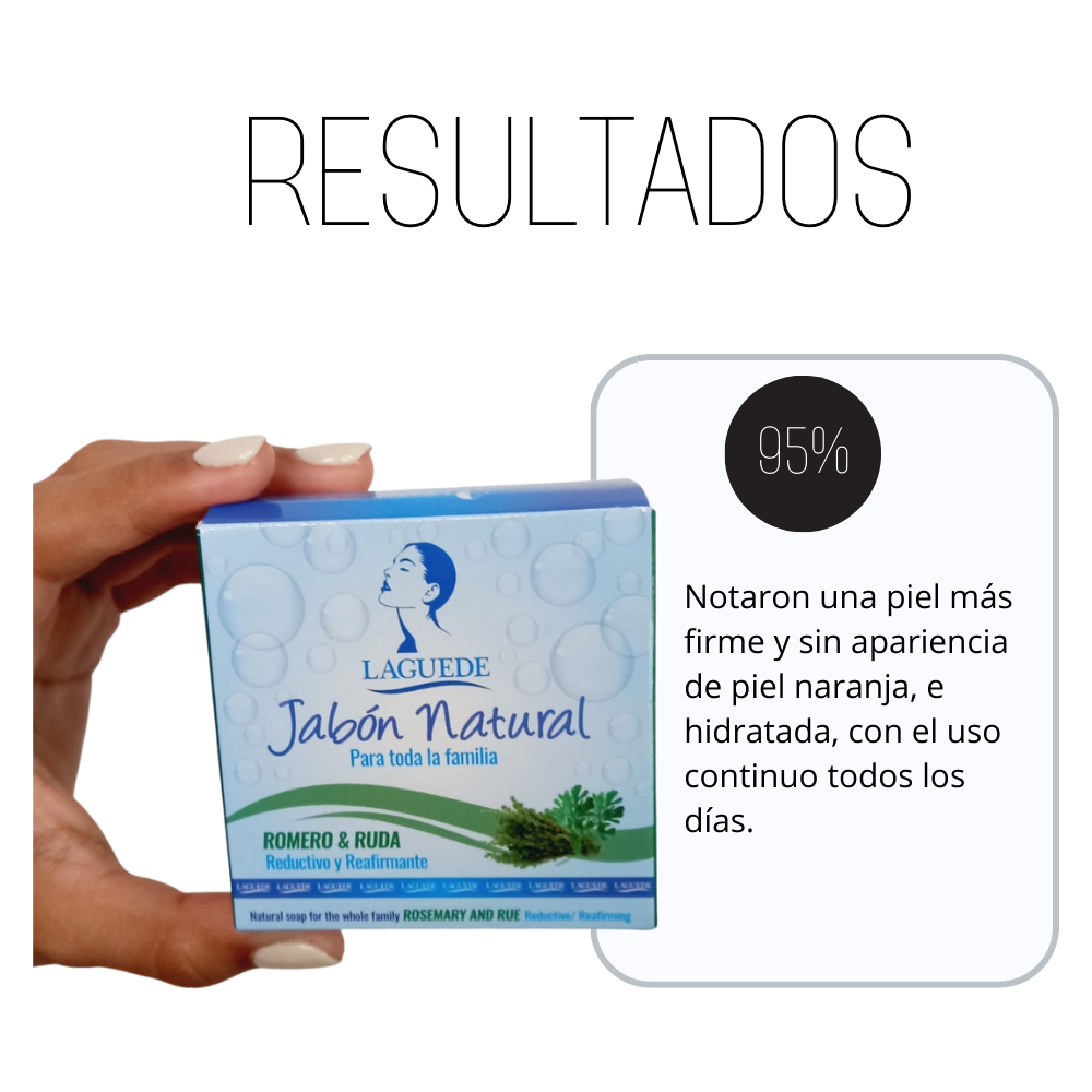 Jabon Natural Laguede  Reductivo de Romero y Ruda 90g 4 Piezas