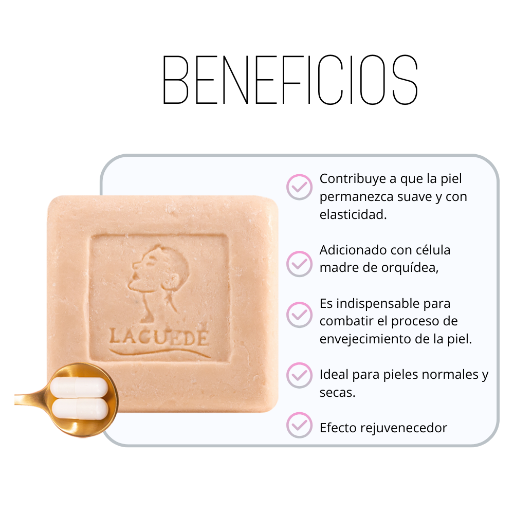 Jabón Natural Anti-edad de Colágeno 90g Laguede 4 Piezas