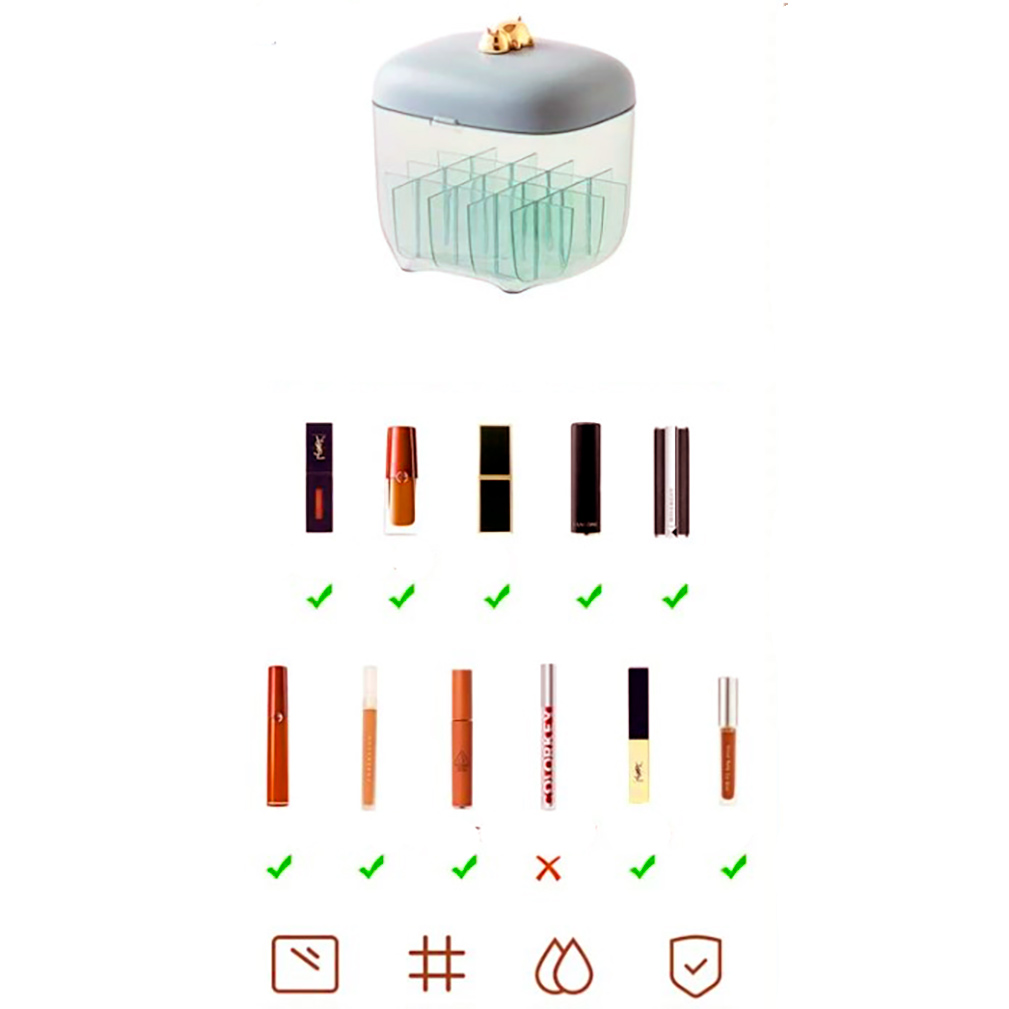 Caja organizador de maquillaje con espejo para lápiz labia ipstick  rimel brillos para 16 labiales