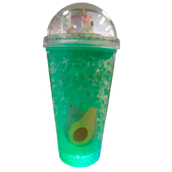 Vaso hidrogel diseño con unicornios novedad y de moda con luz led 500ml