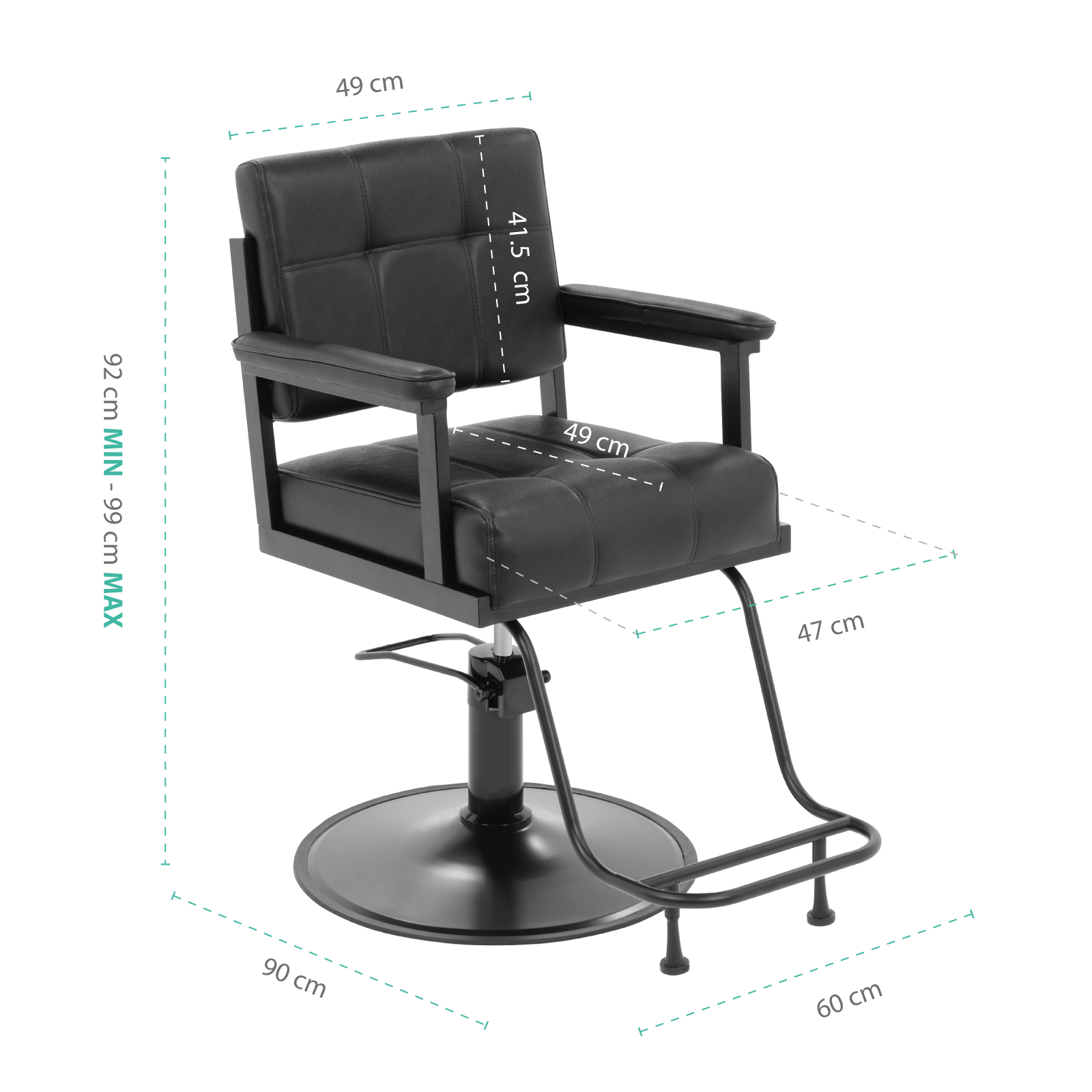 Silla de Salón Belleza Onof Altura Ajustable Respaldo Acolchado Giratoria 360 Graados Bomba Hidráulica