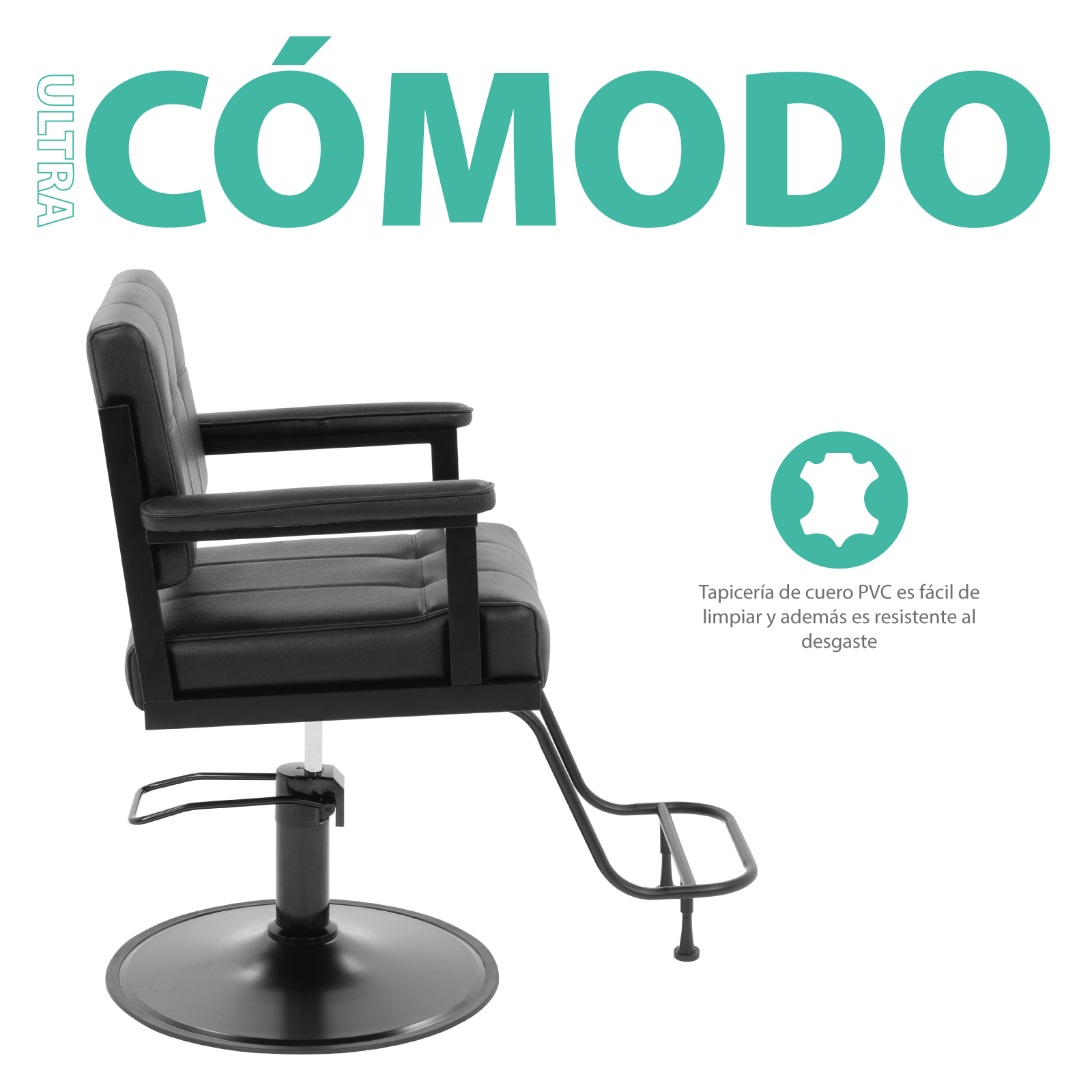 Silla de Salón Belleza Onof Altura Ajustable Respaldo Acolchado Giratoria 360 Graados Bomba Hidráulica