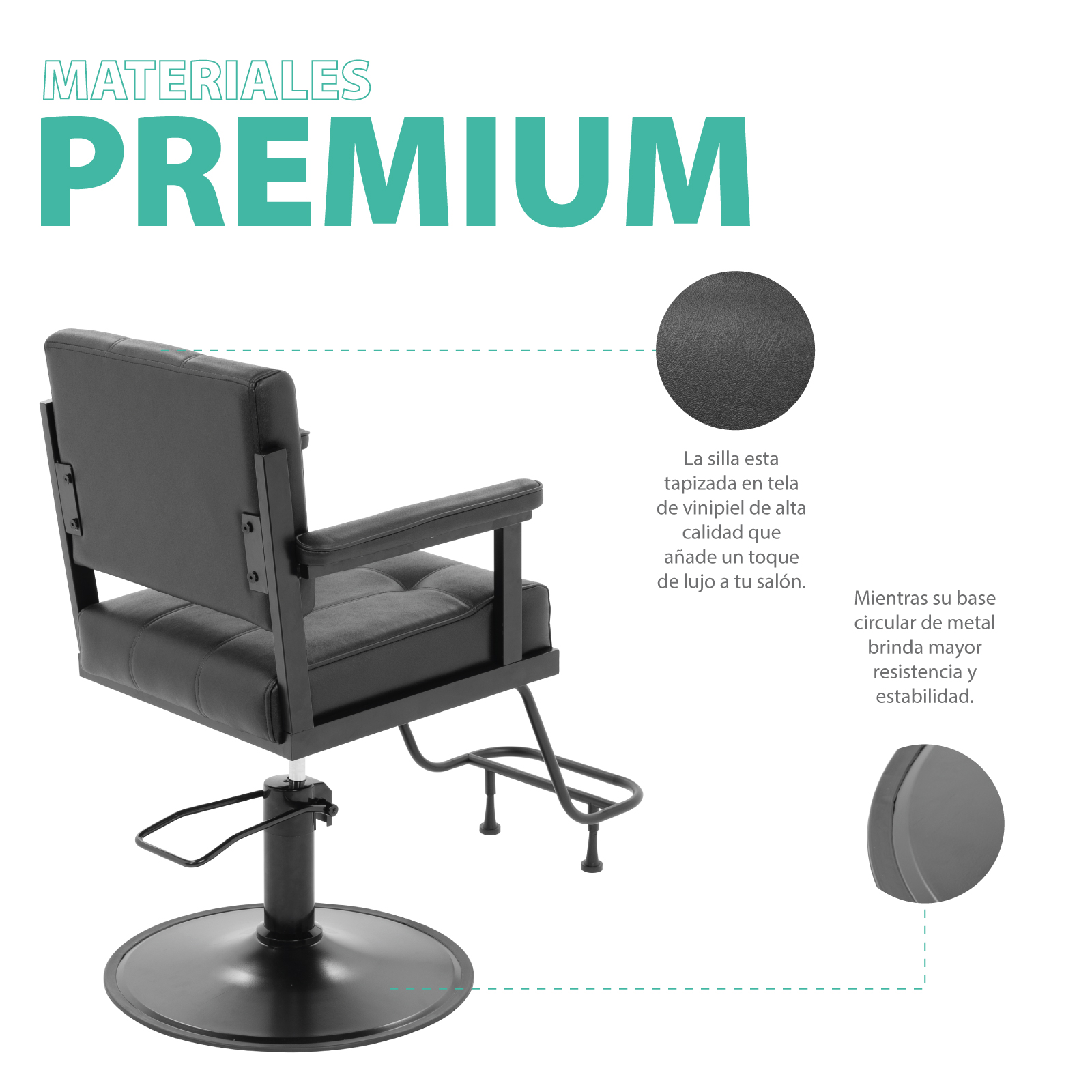 Silla de Salón Belleza Onof Altura Ajustable Respaldo Acolchado Giratoria 360 Graados Bomba Hidráulica