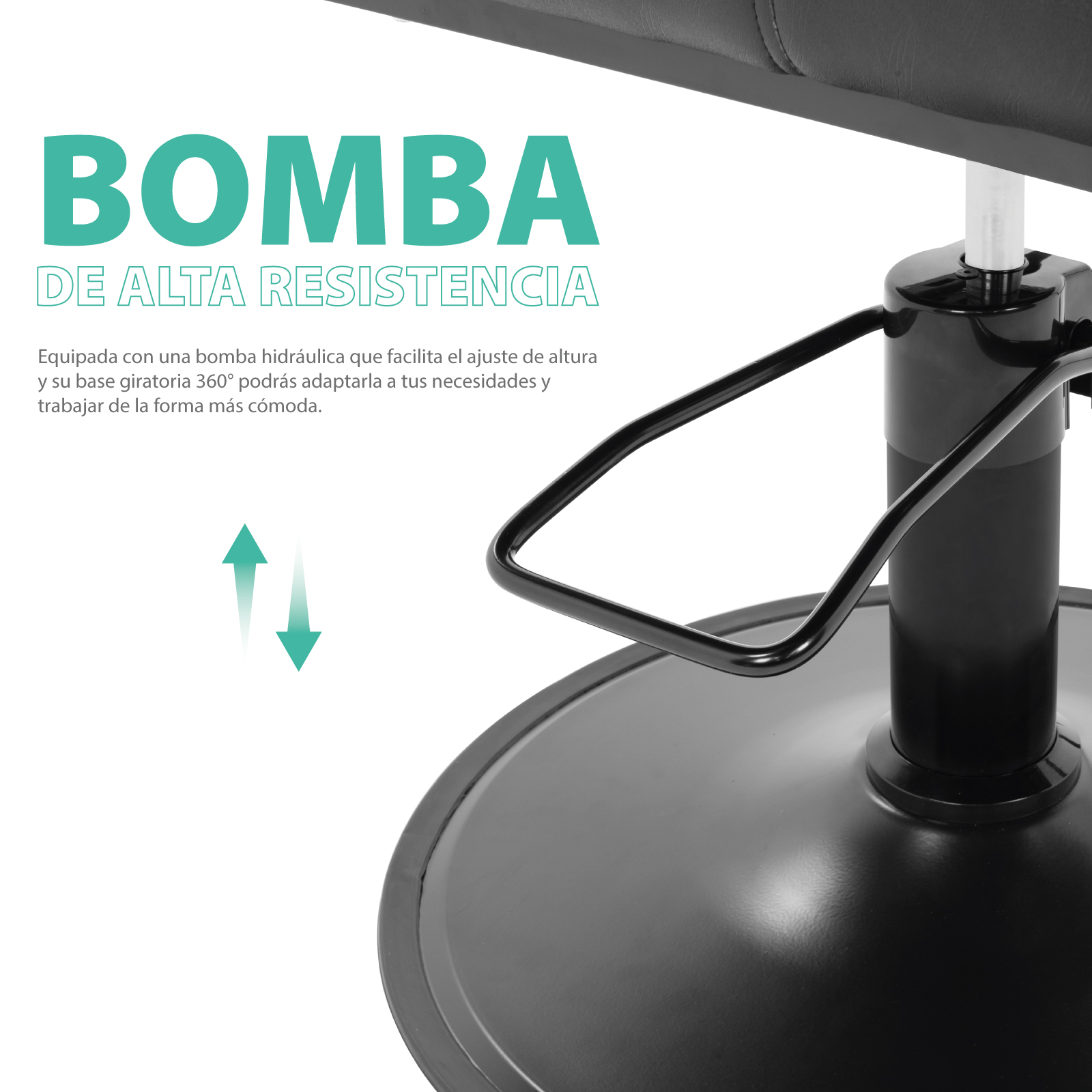 Silla de Salón Belleza Onof Altura Ajustable Respaldo Acolchado Giratoria 360 Graados Bomba Hidráulica