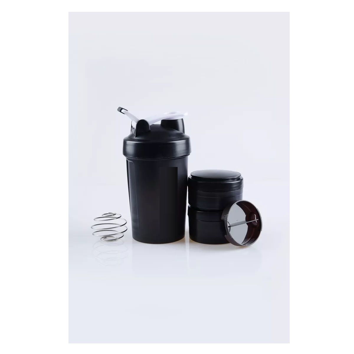 Vaso Mezclador Shaker Pastillero Separadores Proteina Gym Negro