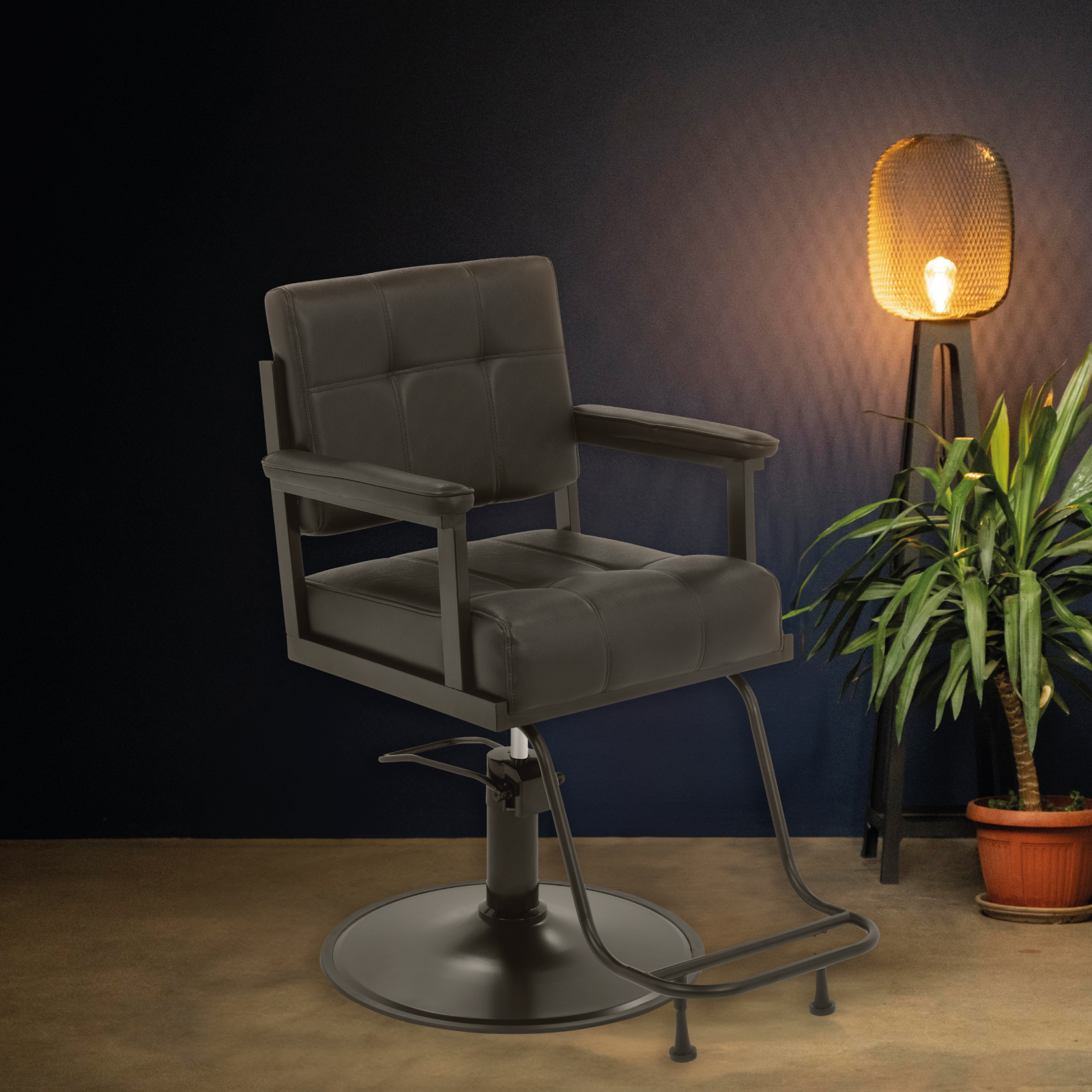 Silla de Salón Belleza Onof Altura Ajustable Respaldo Acolchado Giratoria 360 Graados Bomba Hidráulica