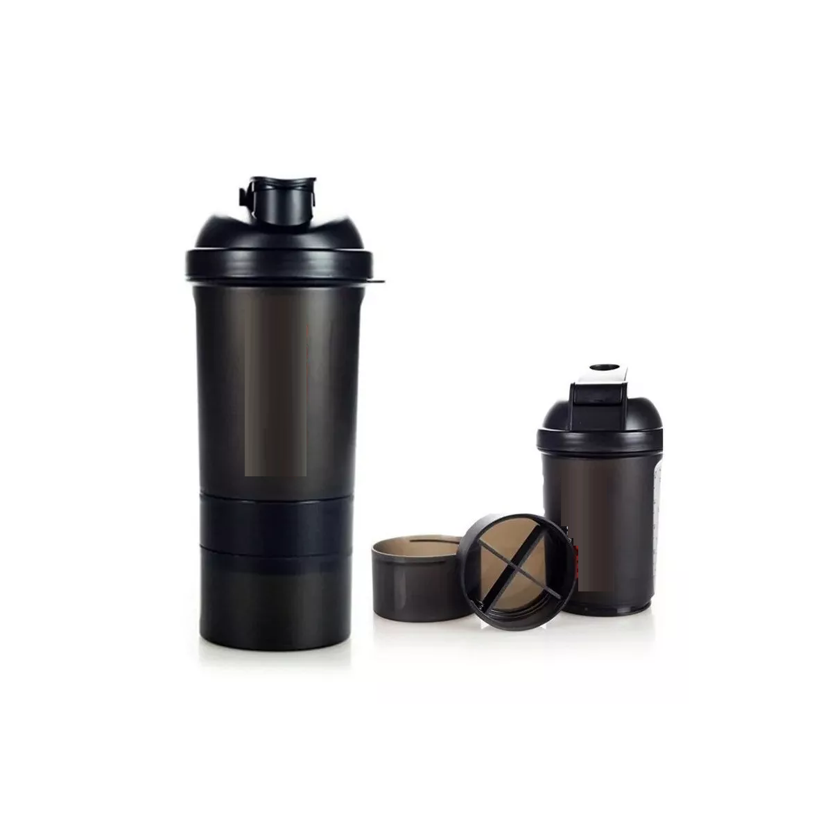 Vaso Mezclador Shaker Pastillero Separadores Proteina Gym Negro