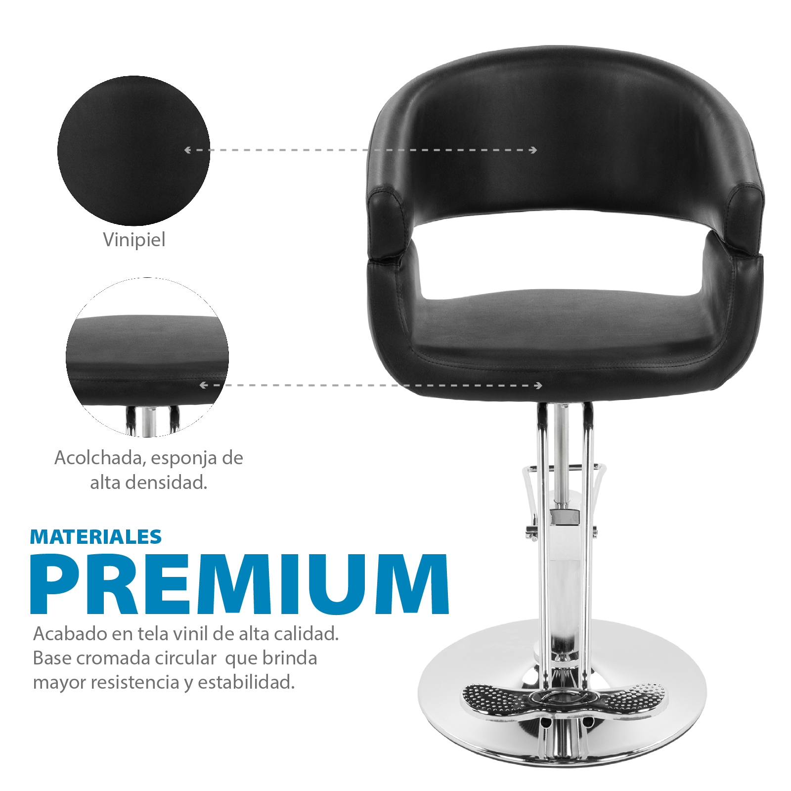 Silla de Peluquería Onof Estilo Minimalista Base Redonda con Bomba Hidráulica