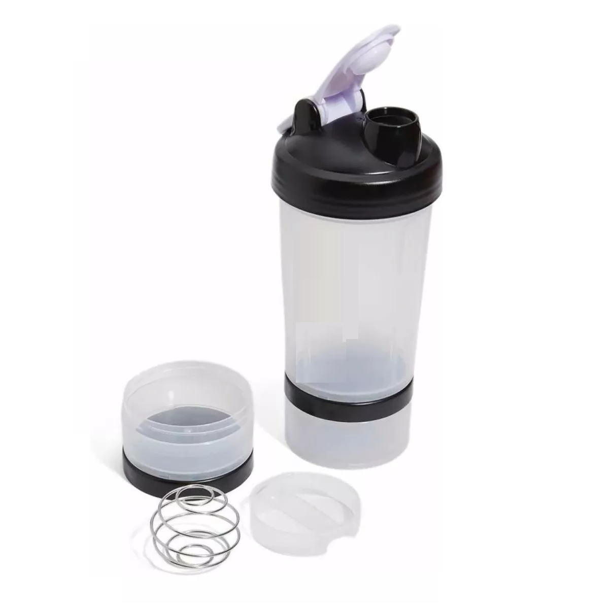 Vaso Mezclador Shaker Pastillero Separadores Proteina Gym Negro