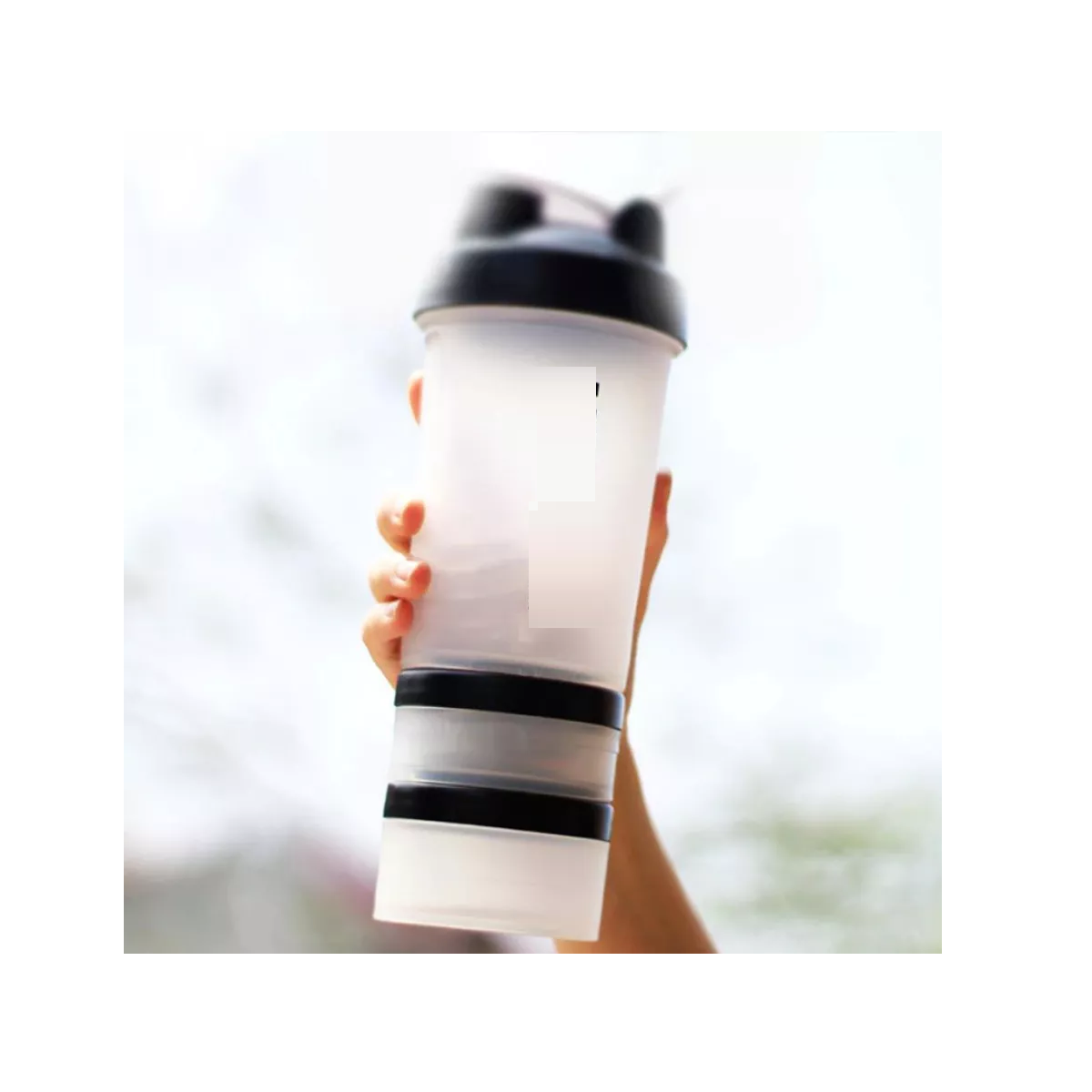 Vaso Mezclador Shaker Pastillero Separadores Proteina Gym Trannsparente