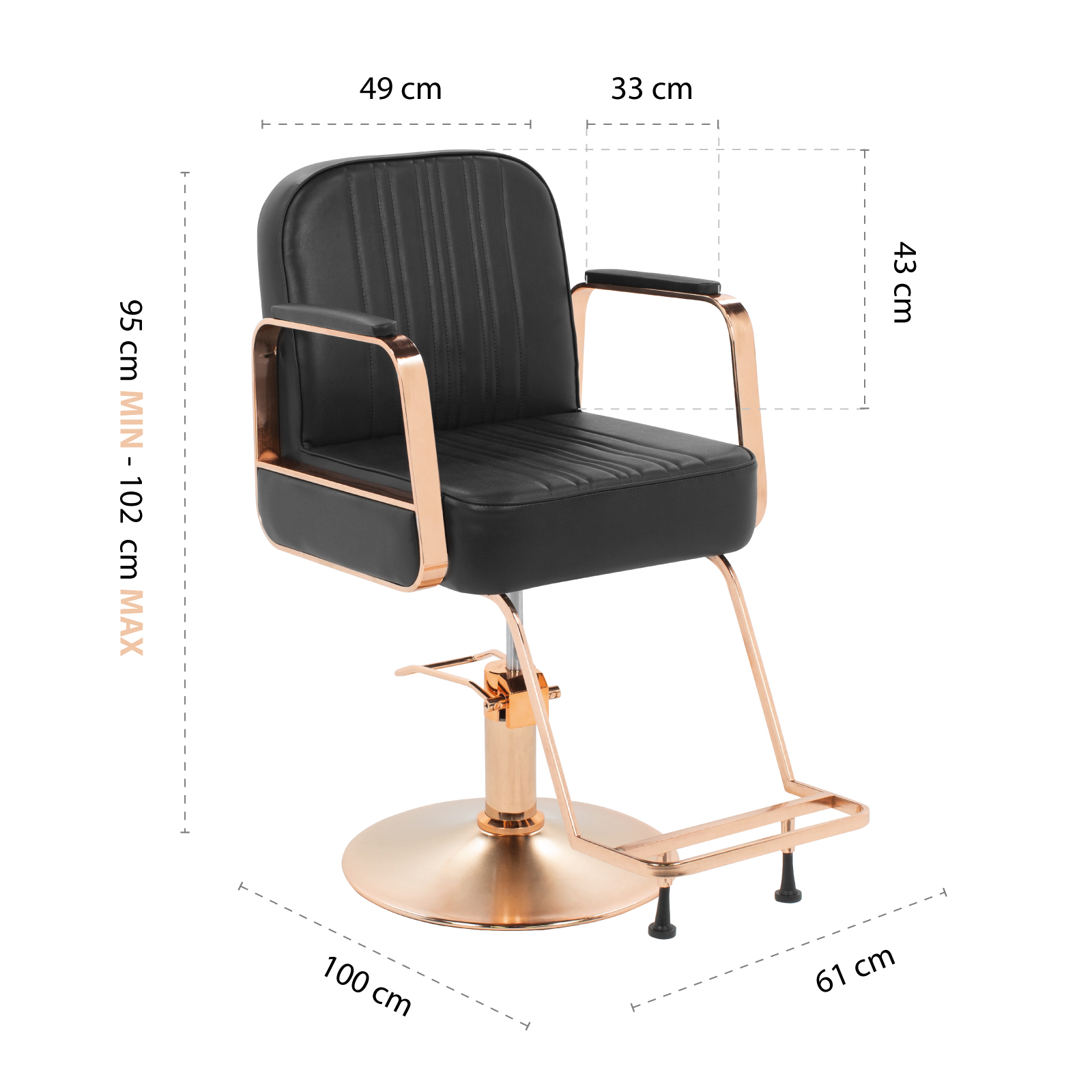 Silla Premium de Barberia Onof  Asiento Giratorio 360 Grados Altura Ajustable Base Redonda