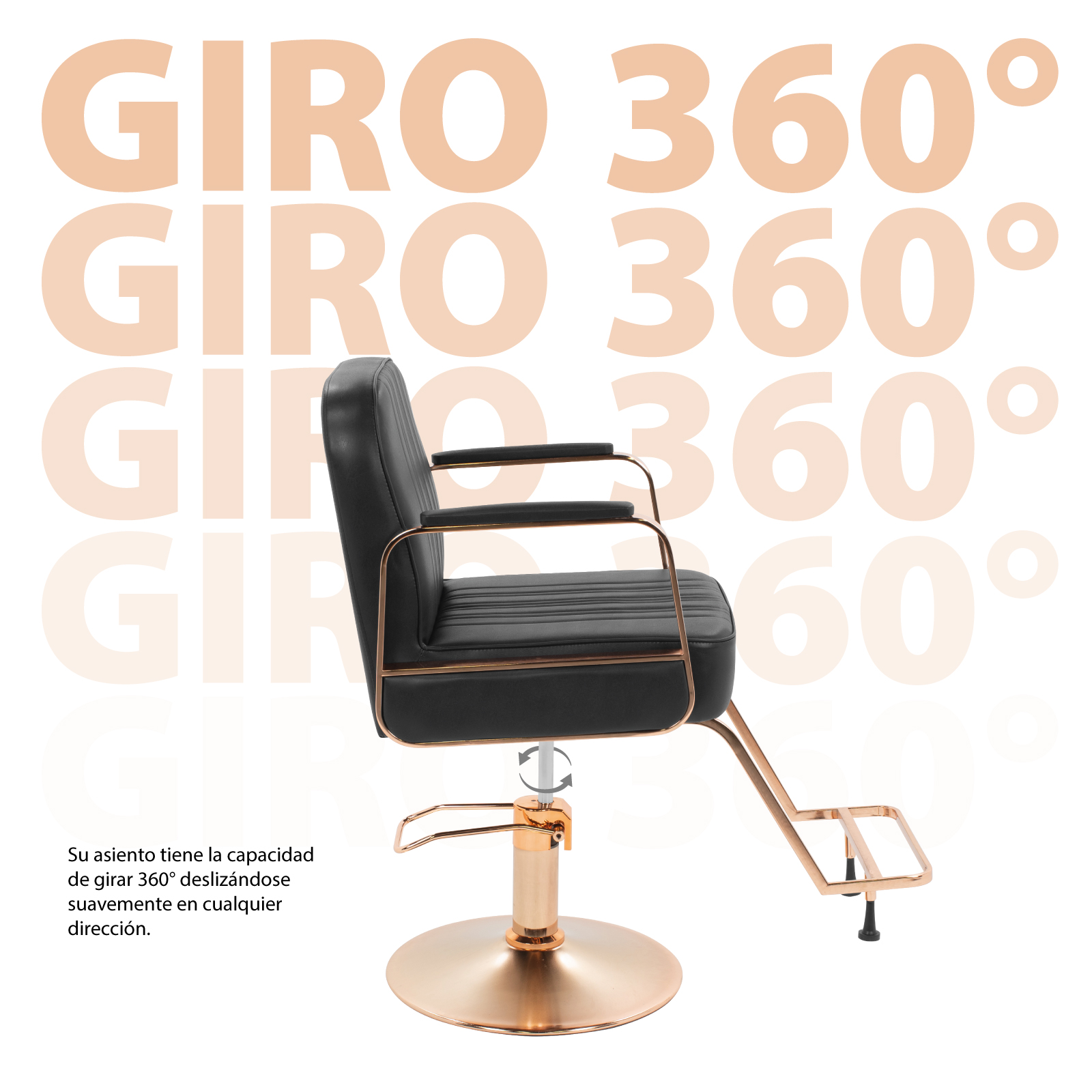 Silla Premium de Barberia Onof  Asiento Giratorio 360 Grados Altura Ajustable Base Redonda