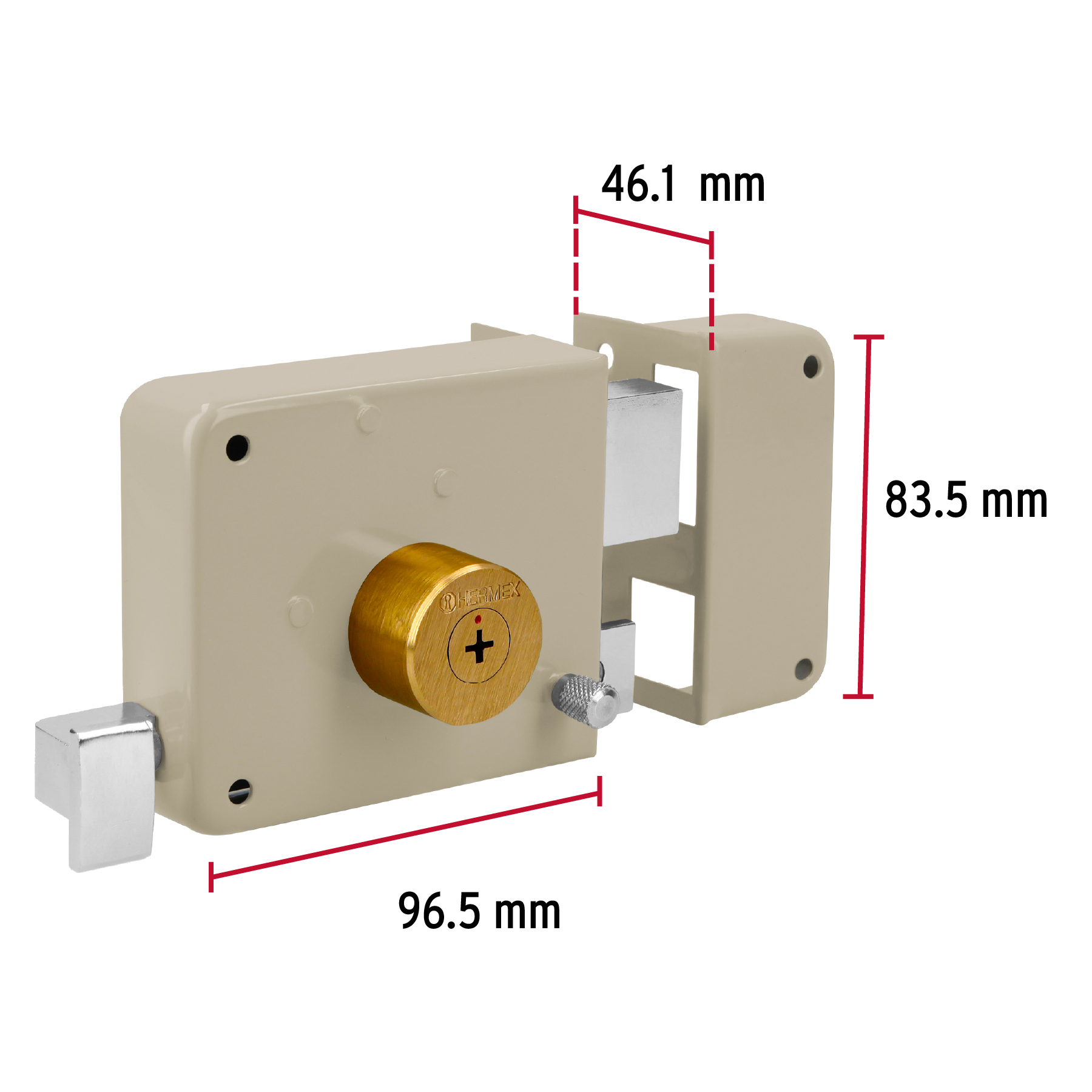 CERRADURA SOBREPONER DE INSTALA-FÁCIL, LLAVE TETRA, CAJA HERMEX 43578