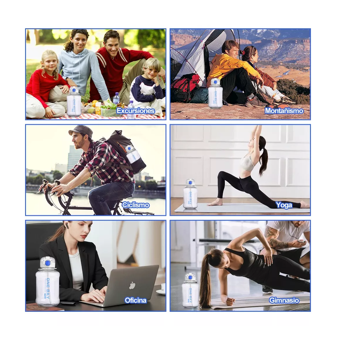 Botella De Agua Deportiva Portatil Gran Capacida Sin Bpa 1L