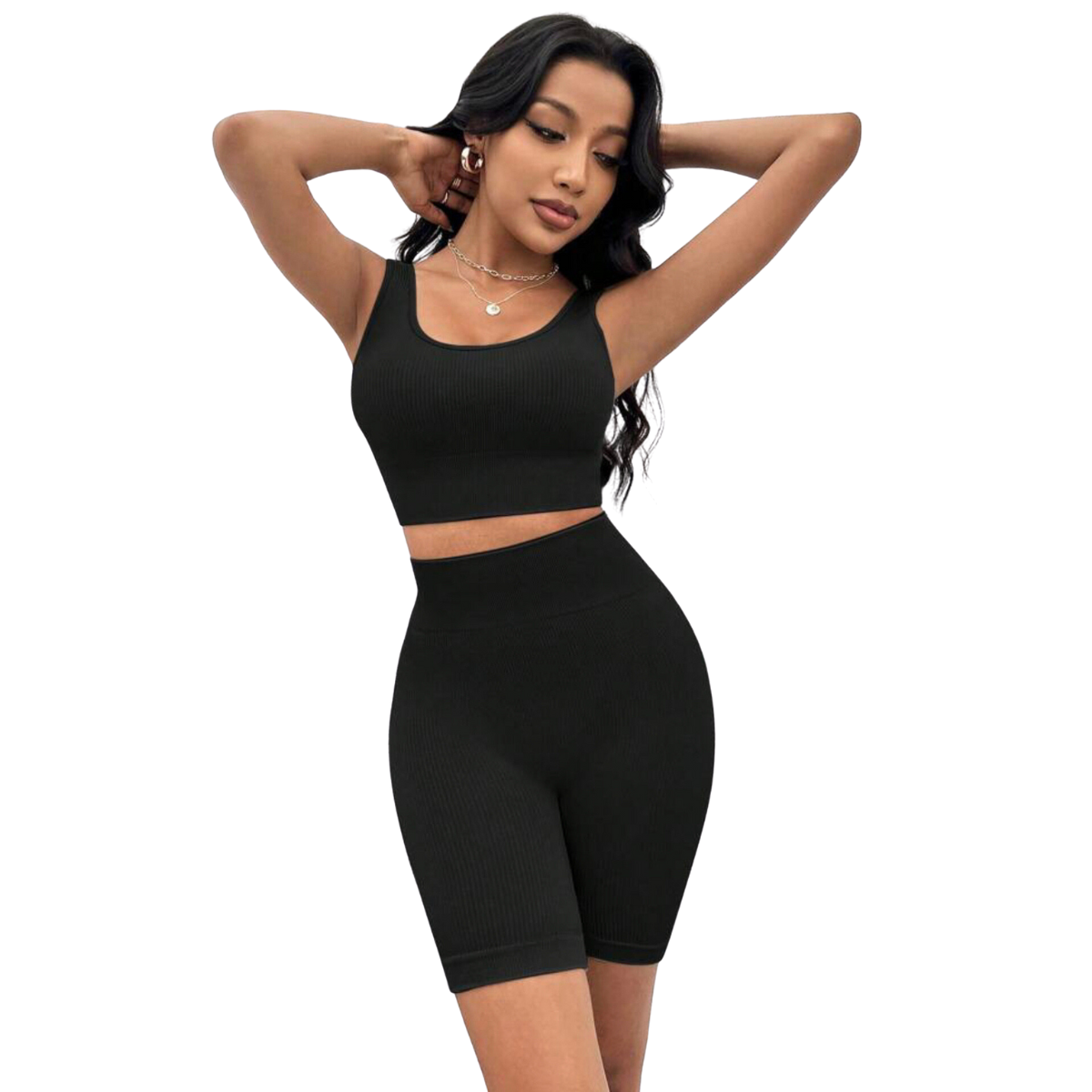 Conjunto Deportivo Mujer Short Biker Top Stretch Fit Push Up