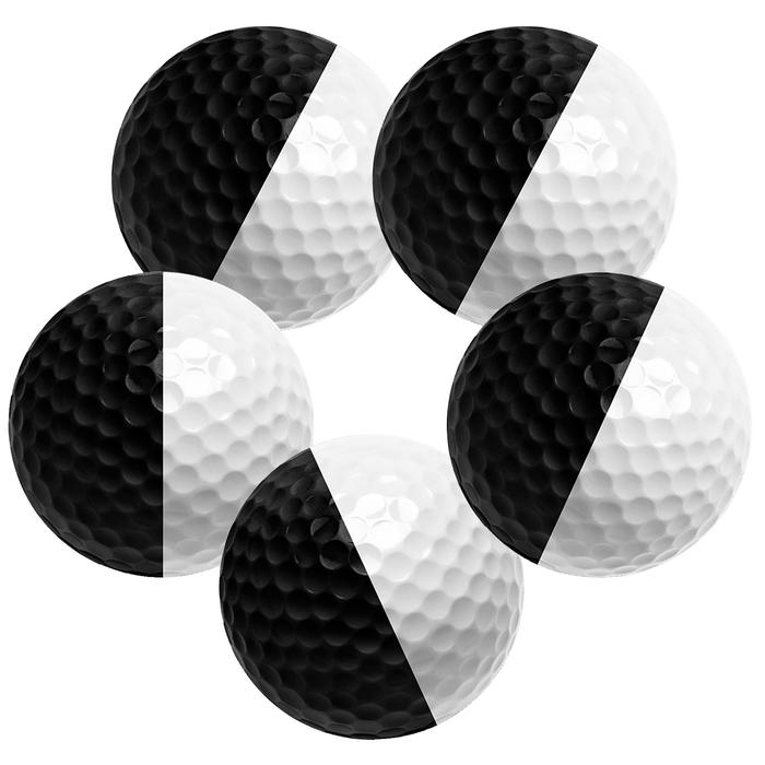 Bolas de golf bicolor MXLFB-005-1 5 Pzas 4cm Diámetro Golf Minigolf Caucho Sintético Blanco y Negro, GolfBicolor