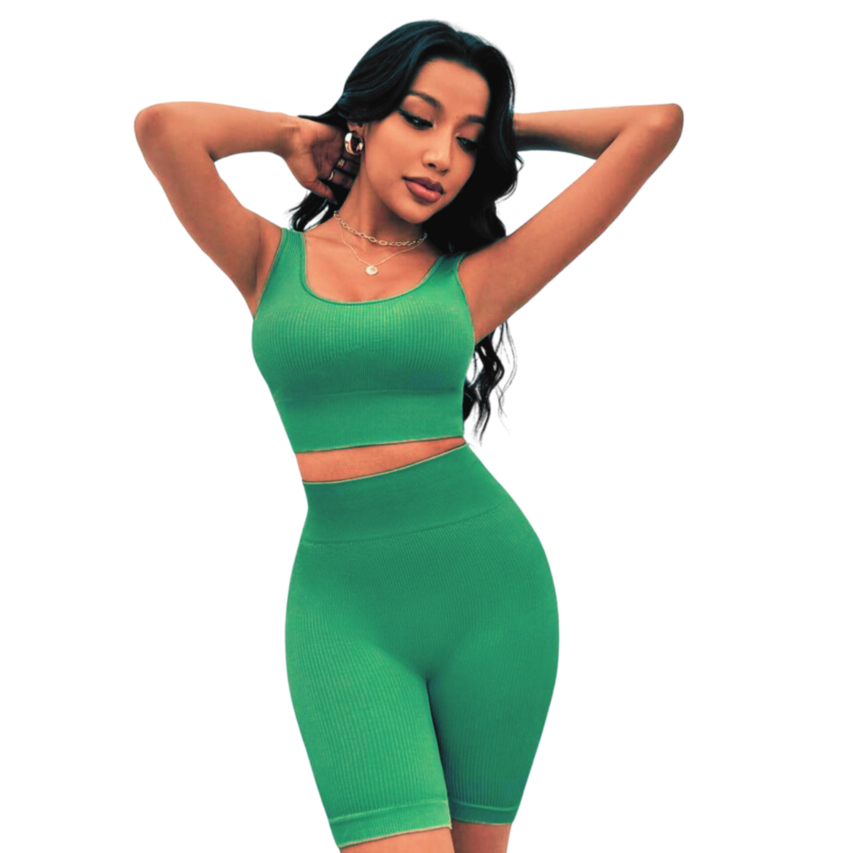 Conjunto Deportivo Mujer Short Biker Top Stretch Fit Push Up