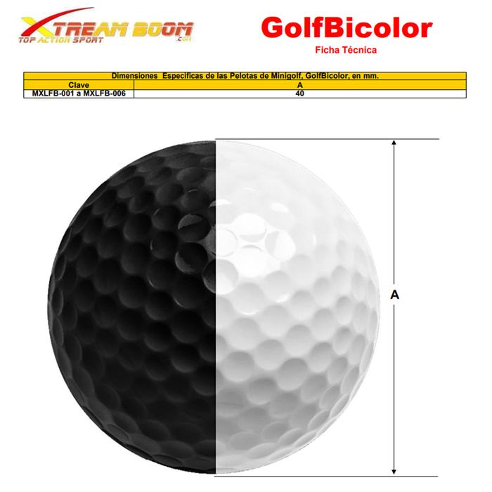 Bolas de golf bicolor MXLFB-005-1 5 Pzas 4cm Diámetro Golf Minigolf Caucho Sintético Blanco y Negro, GolfBicolor