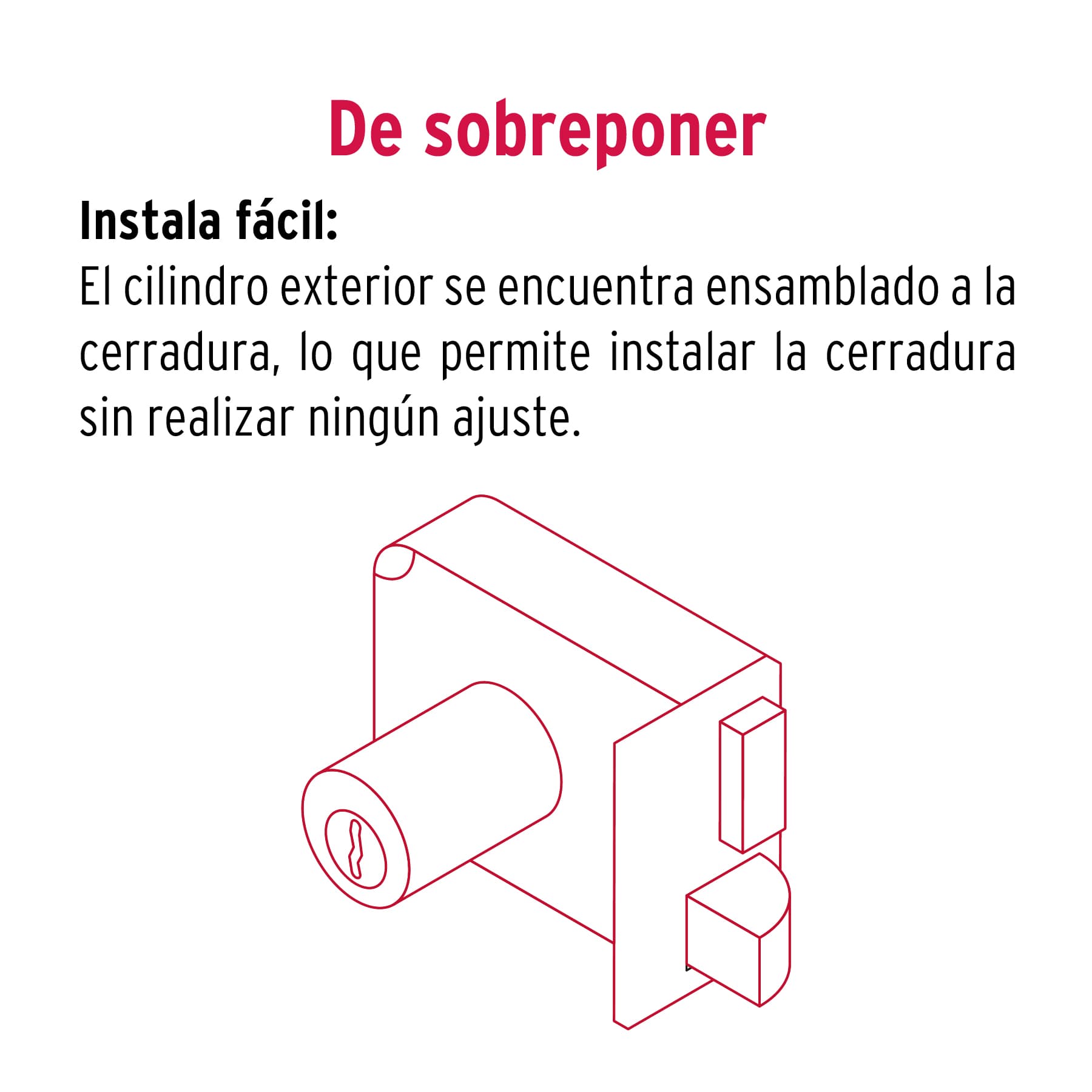 CERRADURA SOBREPONER DER INSTALA-FÁCIL, TRADICIONAL, CAJA HERMEX 43576