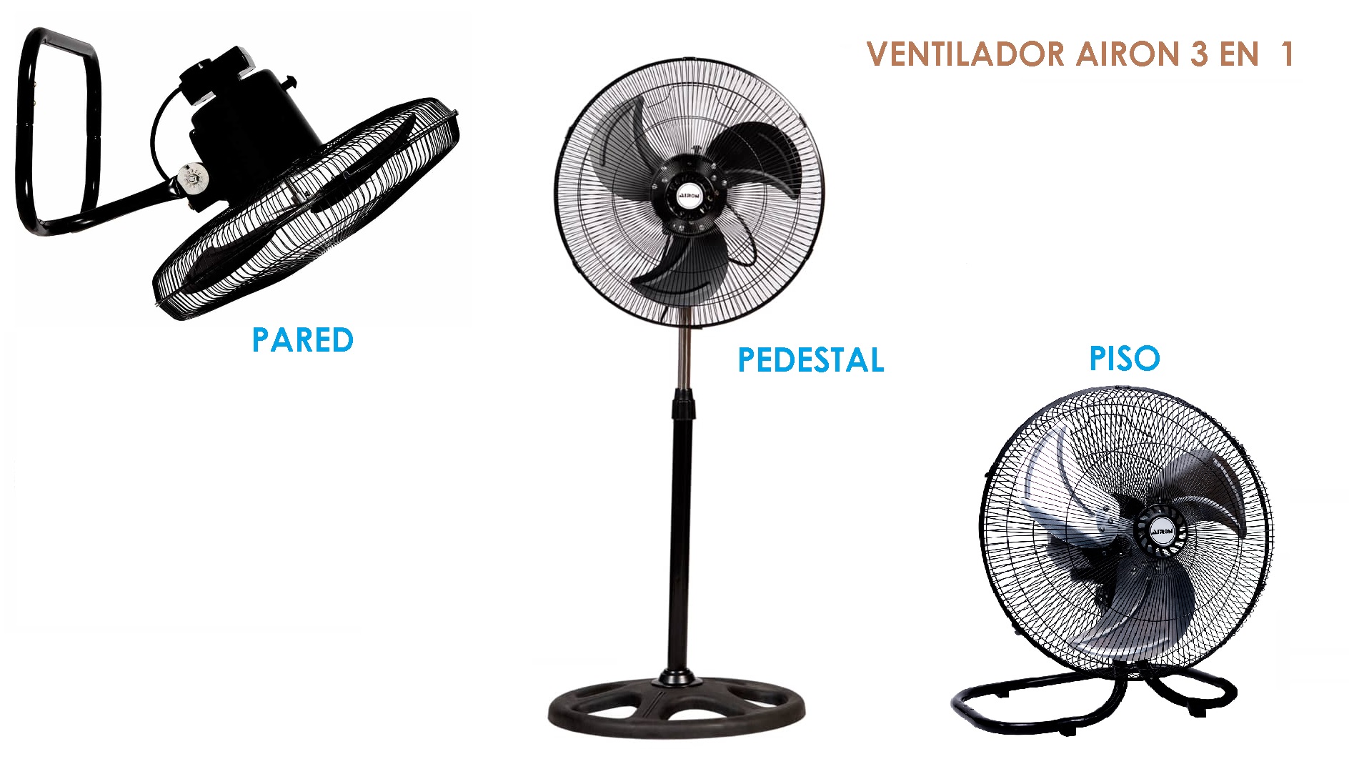 VENTILADOR METAL  PEDESTAL 3 EN 1 AIRON SFM-45  18 PULGADAS 