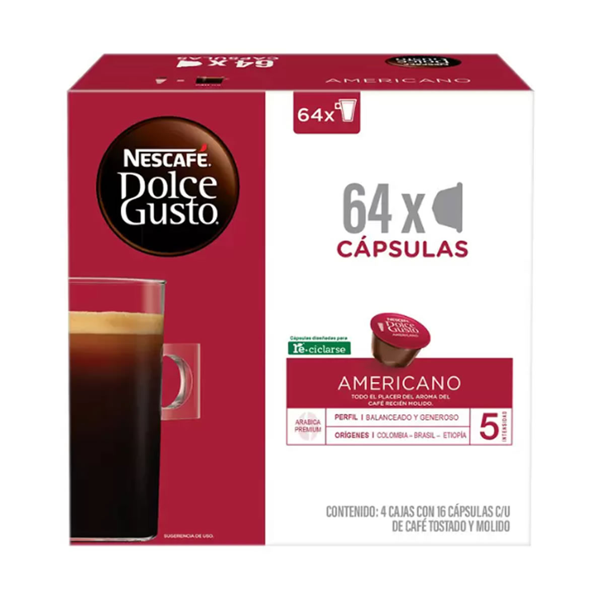 Nescafé Dolce Gusto Americano Cápsulas De Café 64 Pz