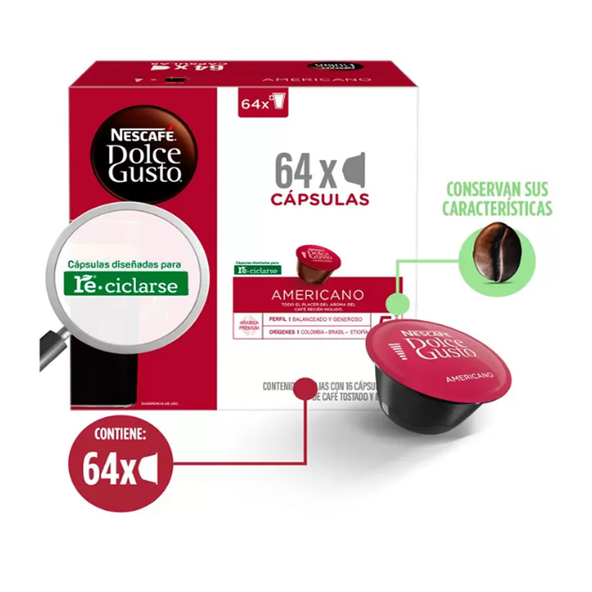 Nescafé Dolce Gusto Americano Cápsulas De Café 64 Pz