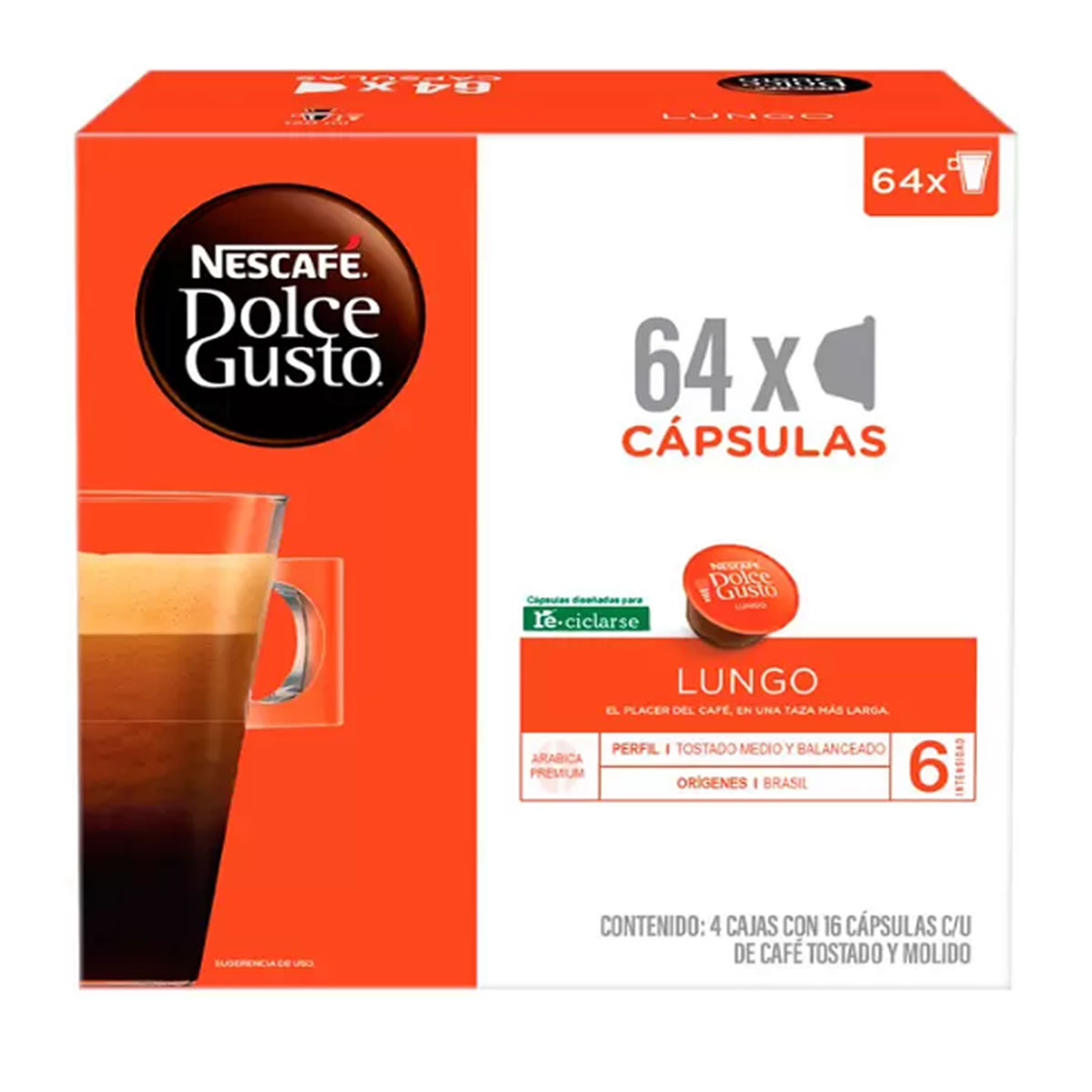 Nescafé Dolce Gusto, Lungo 64 Cápsulas