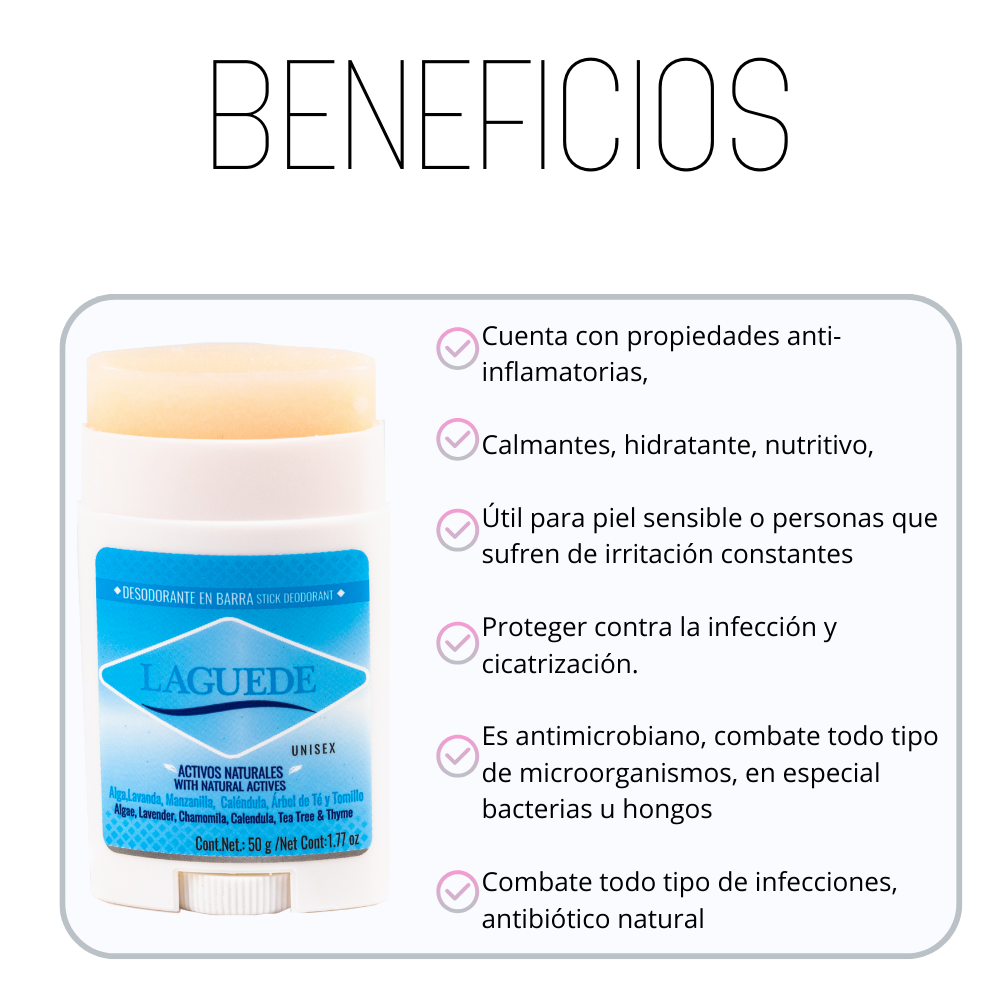 Desodorante Aclarante Natural en Barra 3 Unidades Laguede para toda la Familia
