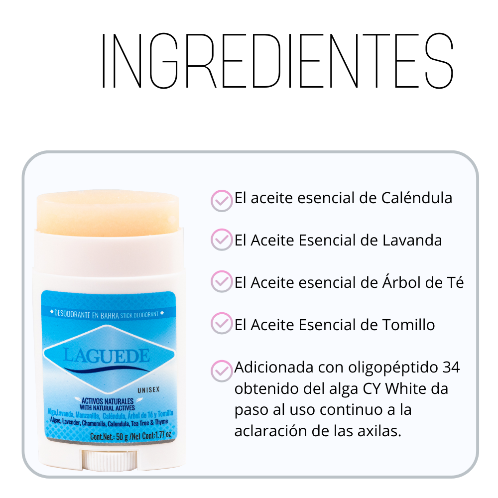 Desodorante Aclarante Natural en Barra 3 Unidades Laguede para toda la Familia