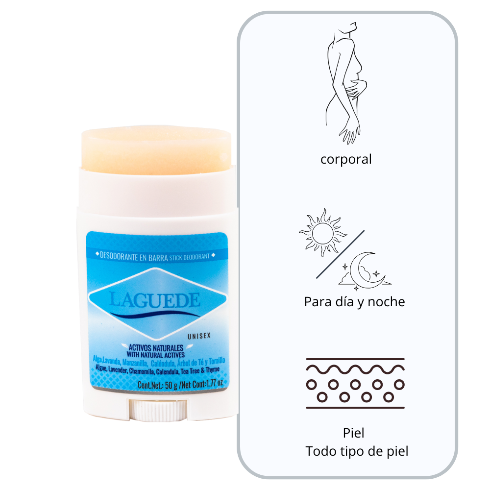 Desodorante Aclarante Natural en Barra 3 Unidades Laguede para toda la Familia
