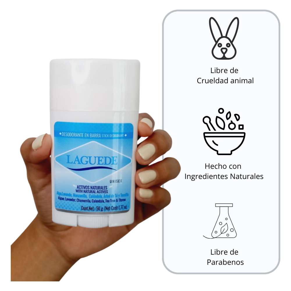 Desodorante Aclarante Natural en Barra 3 Unidades Laguede para toda la Familia