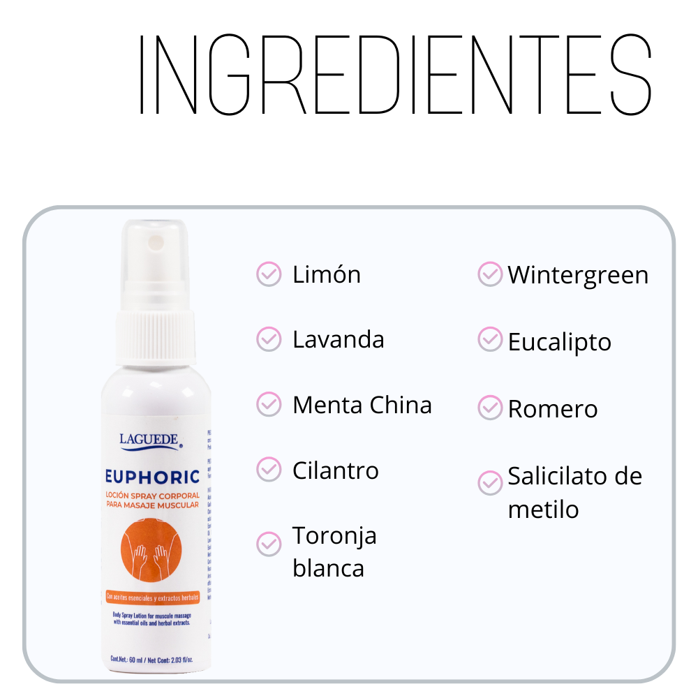 Aromaterapia Natural en Spray para Masaje Muscular Laguede