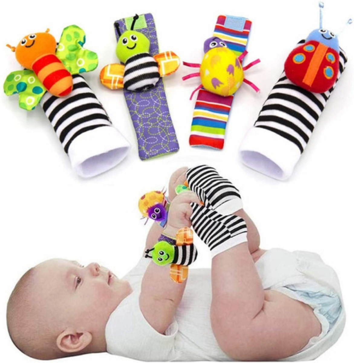 Juguetes para bebés de 0 a 12 meses Calcetines para niños bebés Correa de  muñeca Sonajeros de juguete Juguetes sensoriales para bebés Accesorios  Juguetes de sonajero para recién nacidos