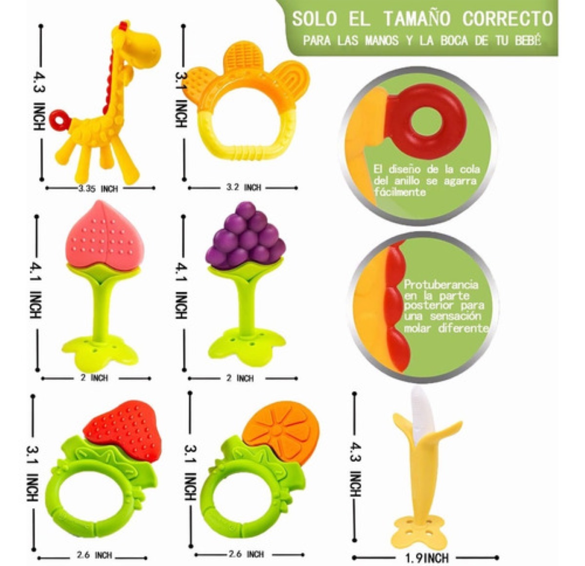 Mordederas Bebe Y Juguete Mordederas Silicona 7 Piezas Multicolor