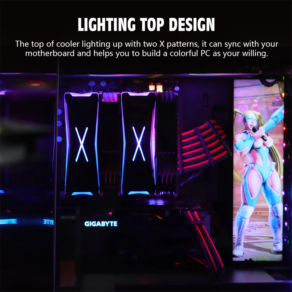 Disipador CPU Vetroo U6PRO, 120mm, 1500RPM, color negro 