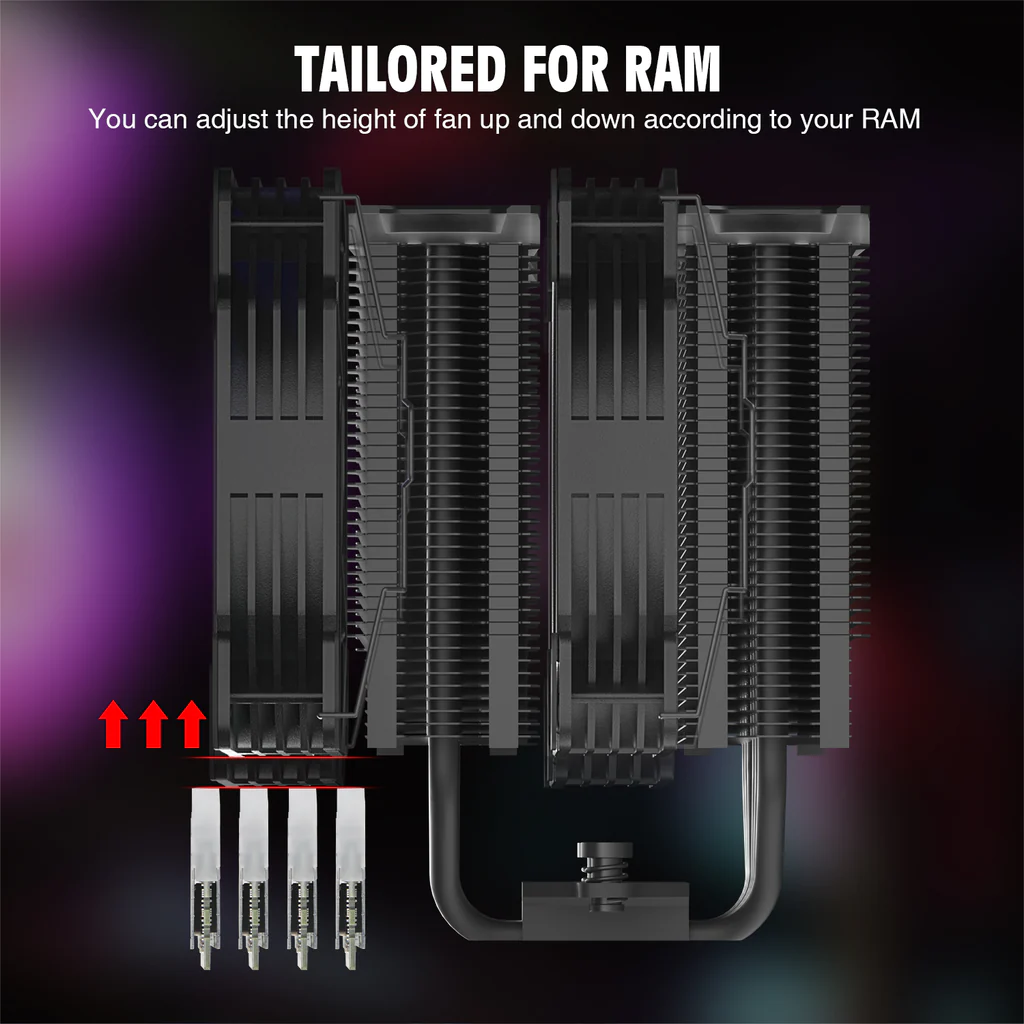 Disipador CPU Vetroo U6PRO, 120mm, 1500RPM, color negro 