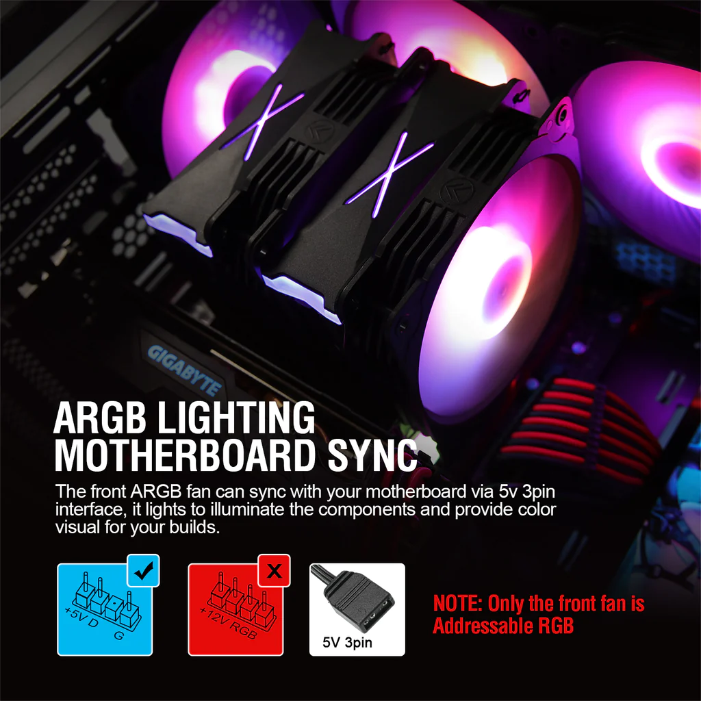 Disipador CPU Vetroo U6PRO, 120mm, 1500RPM, color negro 